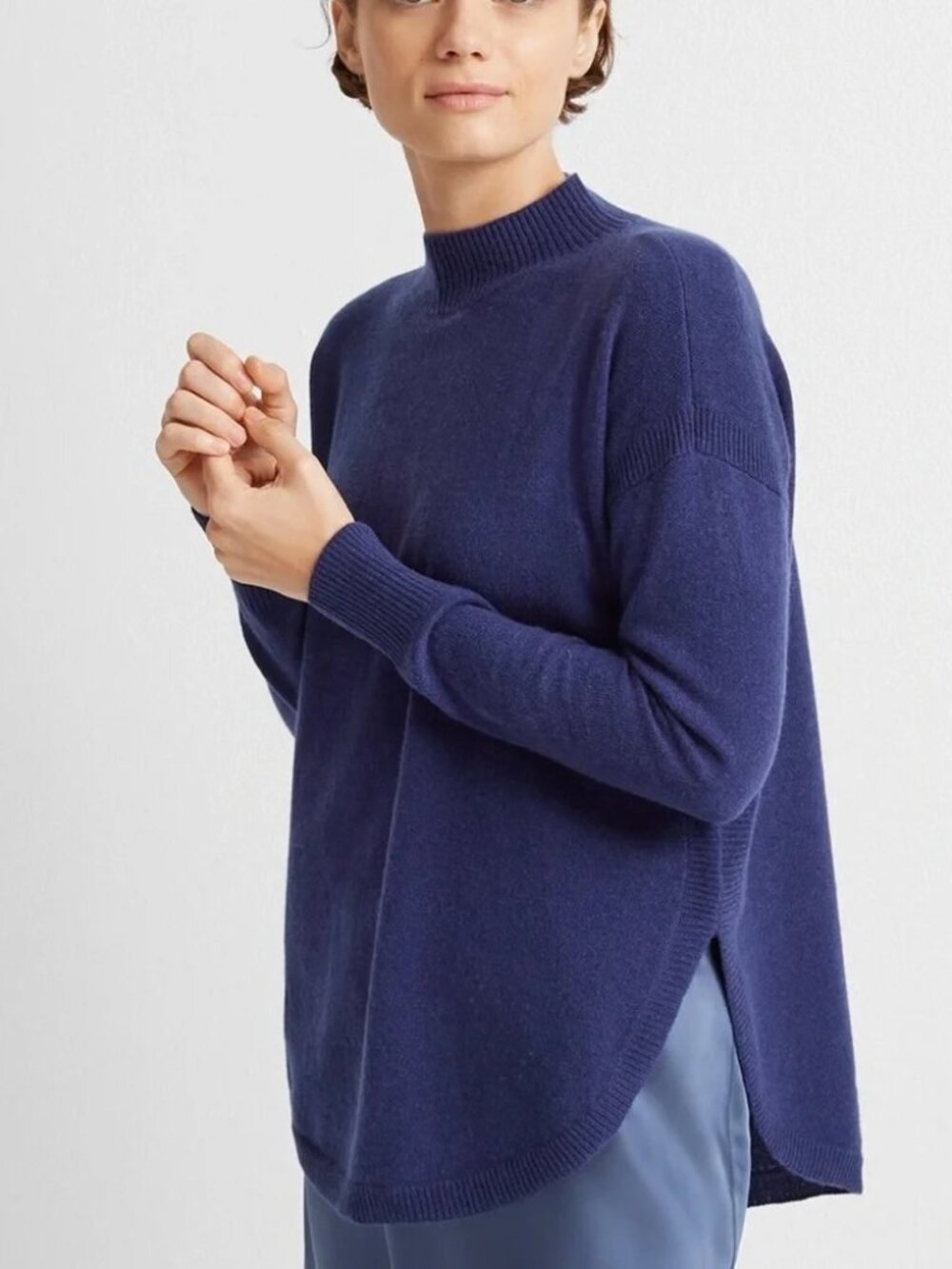 CLUB MONACO Womens Sweater Cashmere Nalia Relaxed Fit Pullover Blue Size S NEW